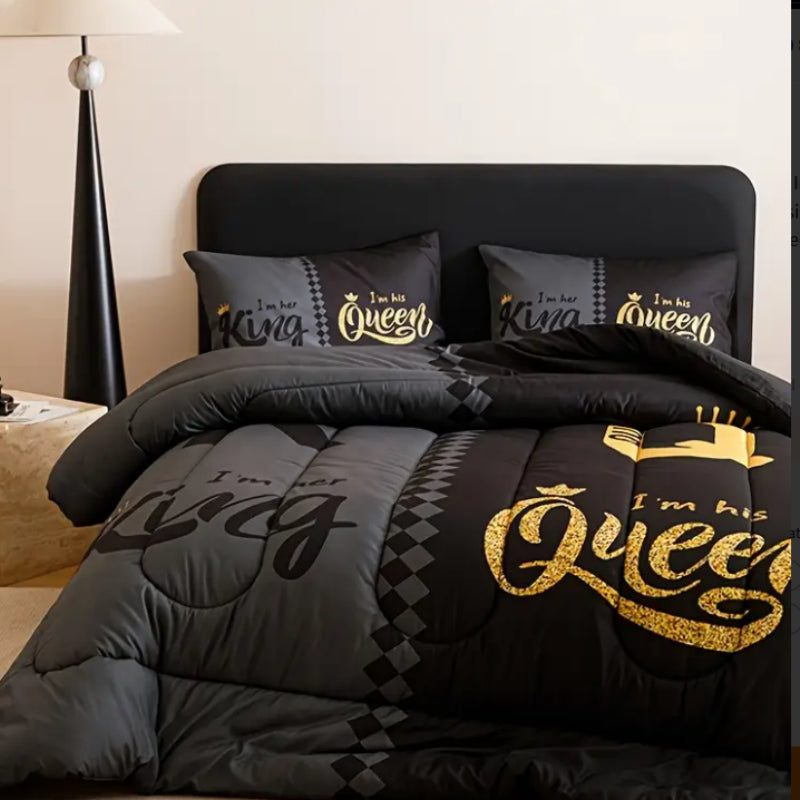 Three Piece Crown English Digital Printed Quilt Cover    Home Decor Supply | Online Retail | ShoreShopper.com