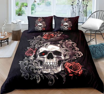 Fashion Skull 3D Digital Printing Skull Three-piece Set Bed Sheet Quilt Cover Pillowcase    Home Decor Supply | Online Retail | ShoreShopper.com