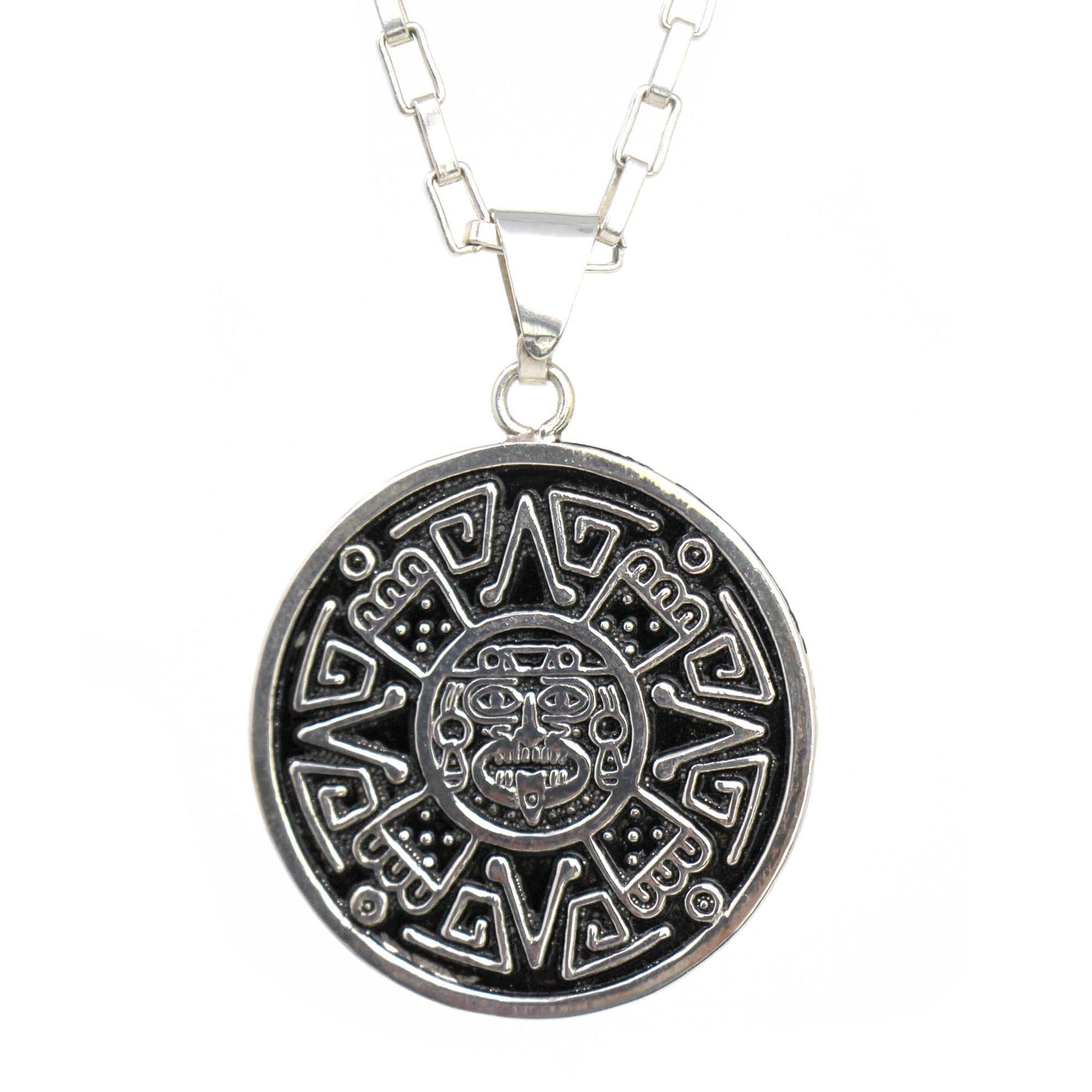 Alpaca Silver Aztec Face Pendant with Chain    Home Decor Supply | Online Retail | ShoreShopper.com