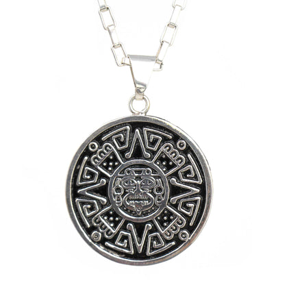 Alpaca Silver Aztec Face Pendant with Chain    Home Decor Supply | Online Retail | ShoreShopper.com