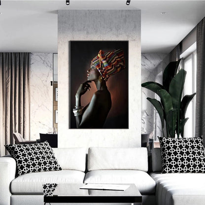 African Art Black Girl Silver Jewelry Canvas Painting Art Poster    Home Decor Supply | Online Retail | ShoreShopper.com