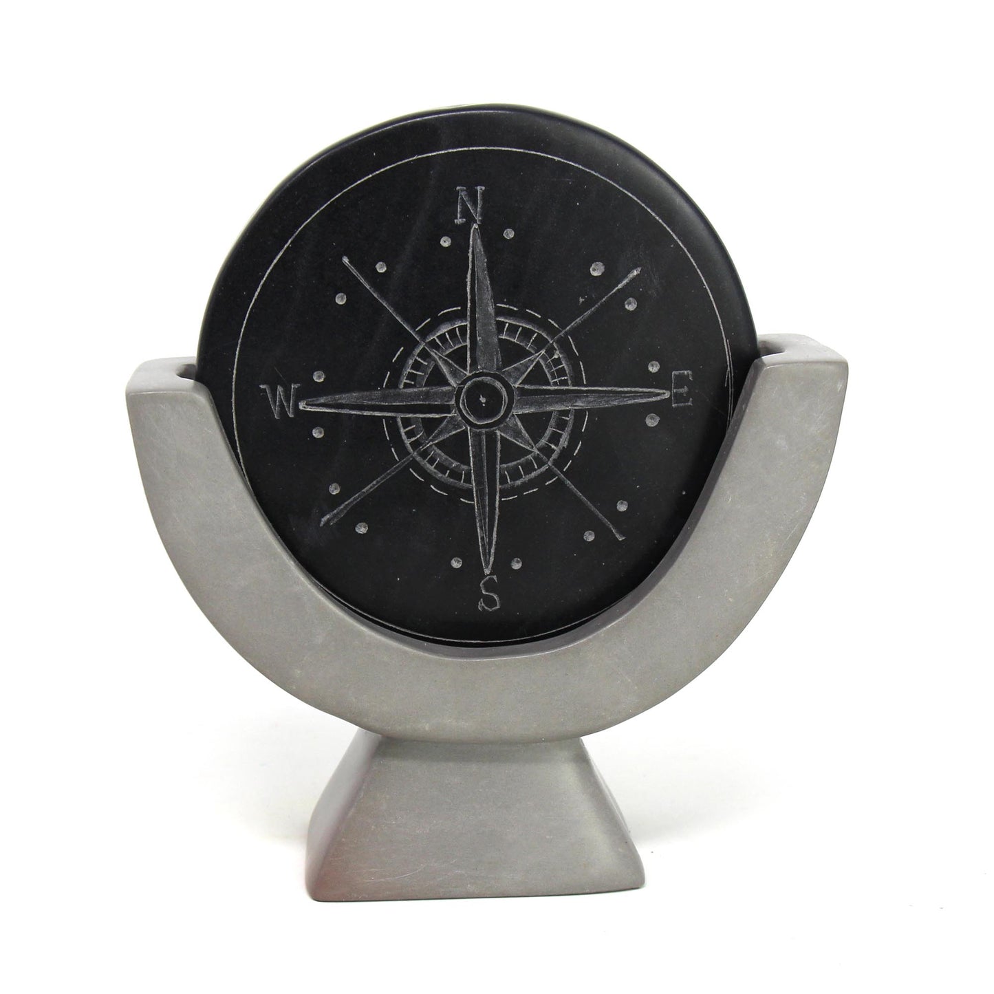 Compass Soapstone Sculpture, Dark Gray Stone    Home Decor Supply | Online Retail | ShoreShopper.com