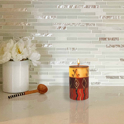 Single Boxed Hand-Painted Pillar Candle - Bongazi Design - Nobunto    Home Decor Supply | Online Retail | ShoreShopper.com