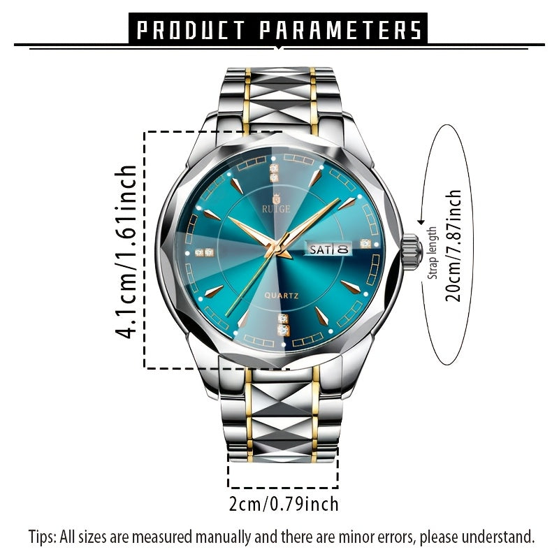 RUIGE Men's Watch Quartz Watch Luminous Stainless Steel Luxury Calendar Men's Chronograph Watch Timepiece Thanksgiving Day    Home Decor Supply | Online Retail | ShoreShopper.com