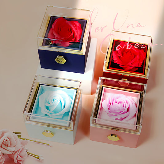 Rotating Soap Flower Rose Gift Box Creative Rotating Rose Jewelry Packaging Box Valentine's Day Gift For Women    Home Decor Supply | Online Retail | ShoreShopper.com