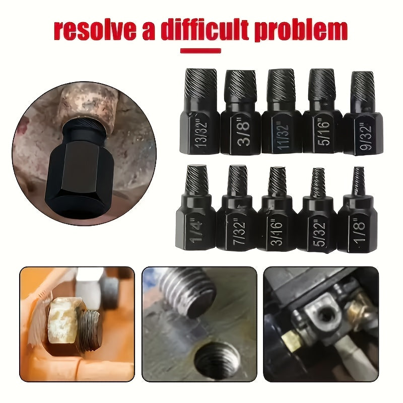 20pcs Industrial Screw Extractor Set: Alloy Steel Damaged Screw Removal Kit, Metal Easy-Out Drill Bits, Broken Bolt Stud Extractor Tools, Multi-Groove Screw Extractor Set, Suitable for Bolt Stud Tubes 1/8"-13/32", Local Wareh - ShoreCo.Shop