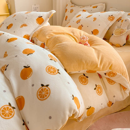 Winter Thickening Milk Fiber Bed Four-piece Coral Velvet Quilt Cover Flange Double-sided Bed Sheet Three-piece Bedding    Home Decor Supply | Online Retail | ShoreShopper.com