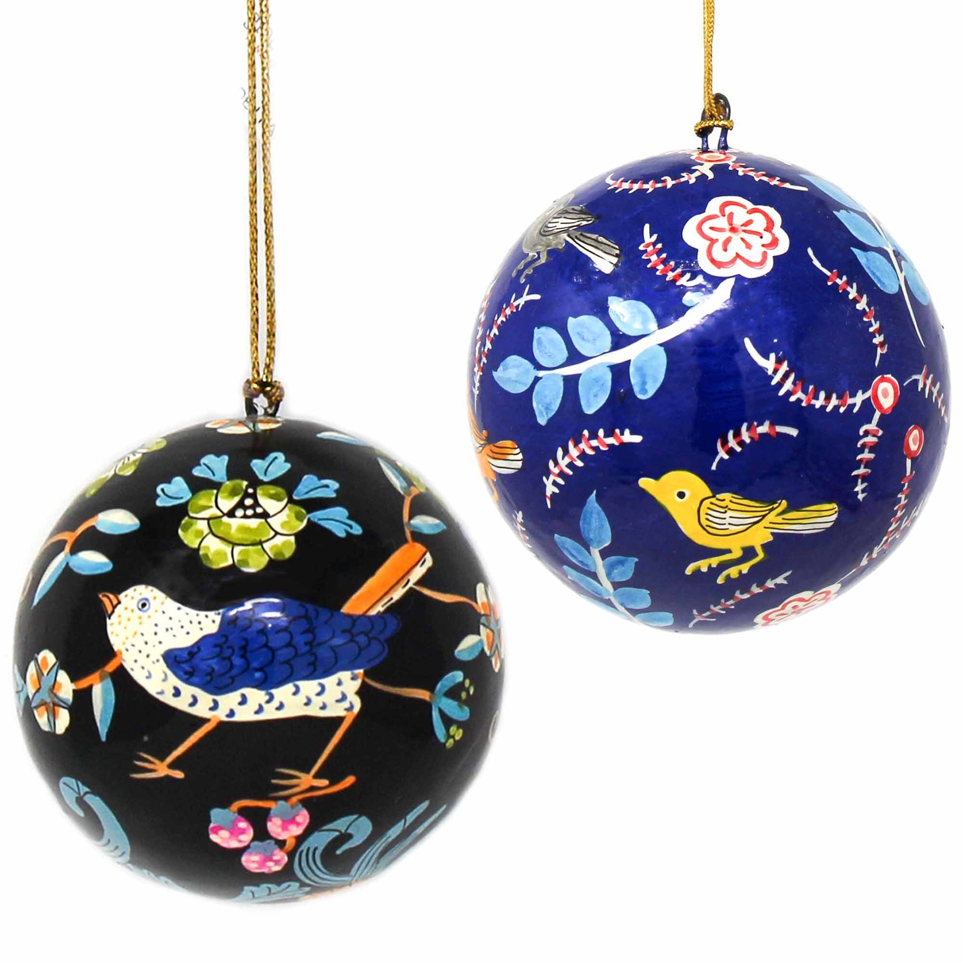 Handpainted Birds with Flowers Ornament, Set of 2    Home Decor Supply | Online Retail | ShoreShopper.com