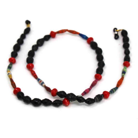 Face Mask/Eyeglass Paper Bead Chain, Black and Red    Home Decor Supply | Online Retail | ShoreShopper.com
