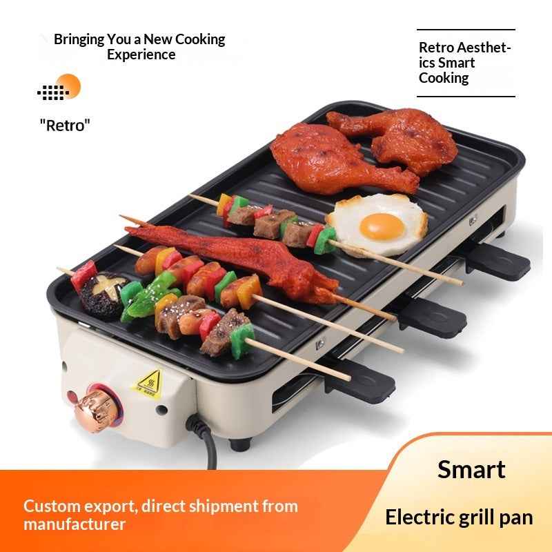 Electric BBQ Grill For Home Use Smoke-Free Multi-Functional, Double-Layered