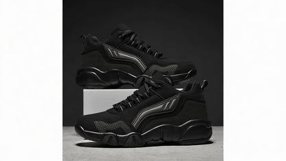 Men'S Lace-Up Sneakers - Thick Cushioned Platform Shoes with Non-Slip Rubber Sole, Low-Top Lace-Up Design in Black/White/Orange Accents - All-Season Walking Shoes for Everyday, Office, Formal Events - Durable Casual Footwear    Home Decor Supply | Online Retail | ShoreShopper.com