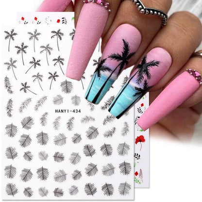 New Hot 3D Coconut Tree Sunflower Nail Sticker Leopard Butterfly Flower Nail Art Sticker    Home Decor Supply | Online Retail | ShoreShopper.com