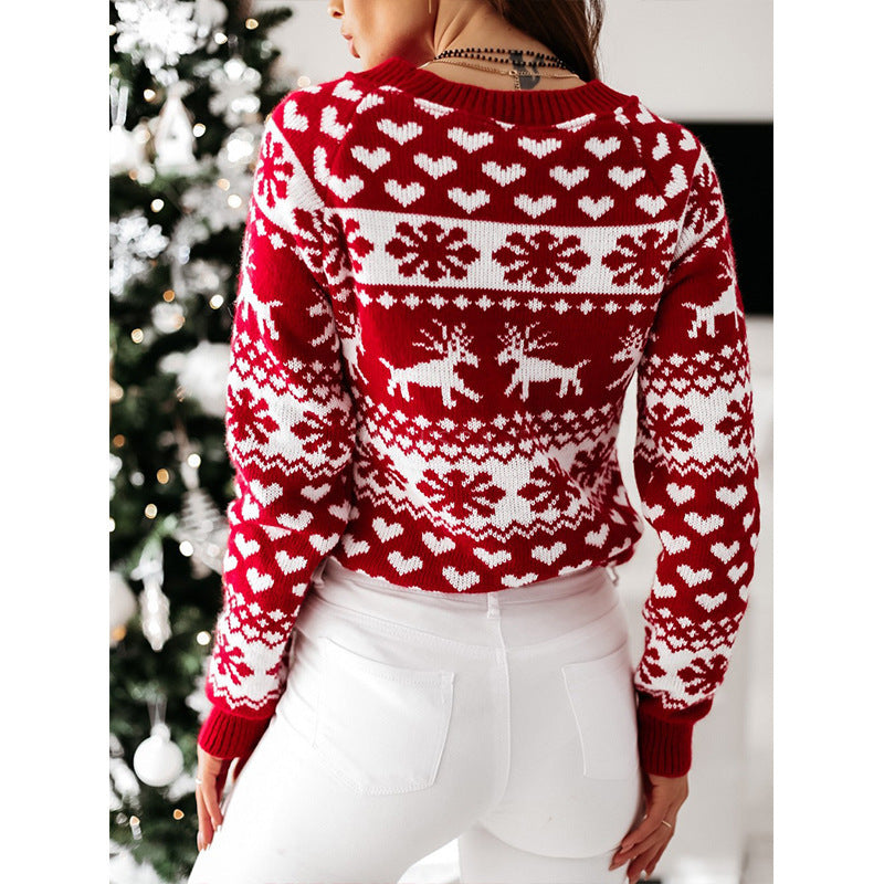 Women Ugly Christmas Sweaters Winter Long Sleeve Knitted Sweater Elk Snowflake Print Knitted Jumpers Knitwear Casual Soft Jacquard Pullover Xmas Look    Home Decor Supply | Online Retail | ShoreShopper.com