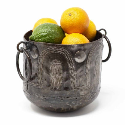Hammered Metal Container with Round Handles - Croix des Bouquets    Home Decor Supply | Online Retail | ShoreShopper.com