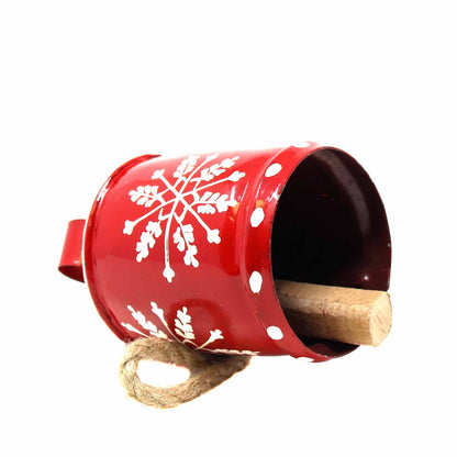 Recycled Rustic Red and White Snowflake Irong Hanging Bell    Home Decor Supply | Online Retail | ShoreShopper.com