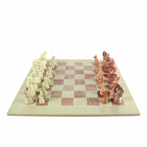 Hand Carved Soapstone Animal Chess Set - 15" Board - Smolart    Home Decor Supply | Online Retail | ShoreShopper.com