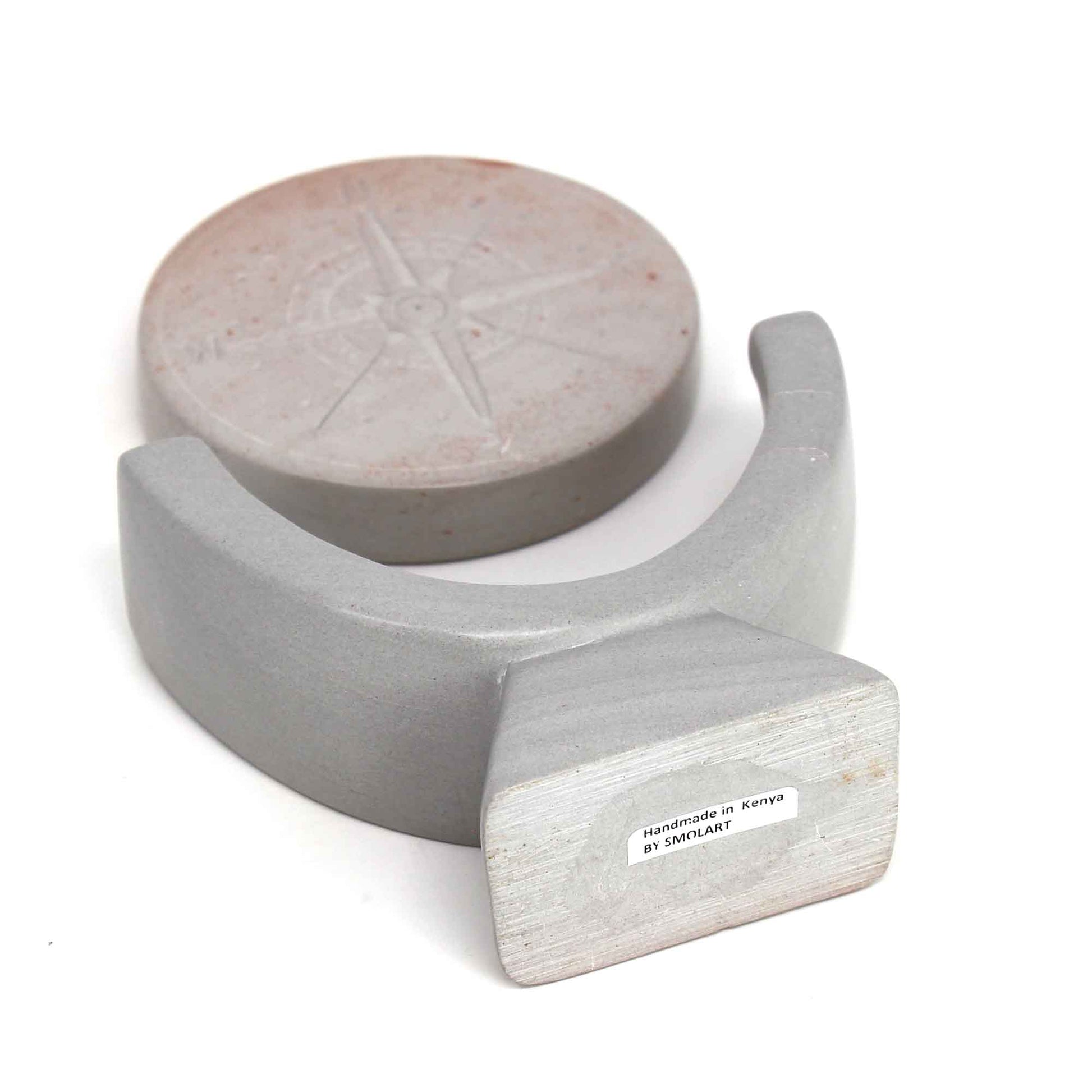 Compass Soapstone Sculpture, Light Gray Stone    Home Decor Supply | Online Retail | ShoreShopper.com