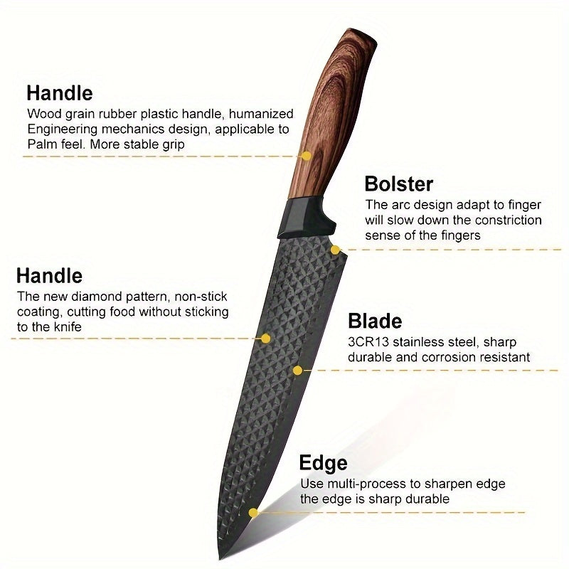 Professional 6pcs Kitchen Knife Set - Chef's Knife, Slicing Knife, Scraper, and Scissors - High Carbon Stainless Steel with Ultra-Sharp Blades, Non-Stick Ergonomic Wooden Handles - Ideal for Home, Travel, and Gift Box Set    Home Decor Supply | Online Retail | ShoreShopper.com