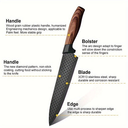 Professional 6pcs Kitchen Knife Set - Chef's Knife, Slicing Knife, Scraper, and Scissors - High Carbon Stainless Steel with Ultra-Sharp Blades, Non-Stick Ergonomic Wooden Handles - Ideal for Home, Travel, and Gift Box Set    Home Decor Supply | Online Retail | ShoreShopper.com