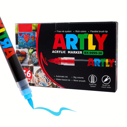 12/24/36/48/60/72Color Acrylic Paint Marker, Brush Head Can Be Used for Rock Metal Glass Wood Canvas Ceramic Plastic Art And DIY Hand-painting, Back to School Season Halloween Christmas Birthday Gifts - ShoreCo.Shop