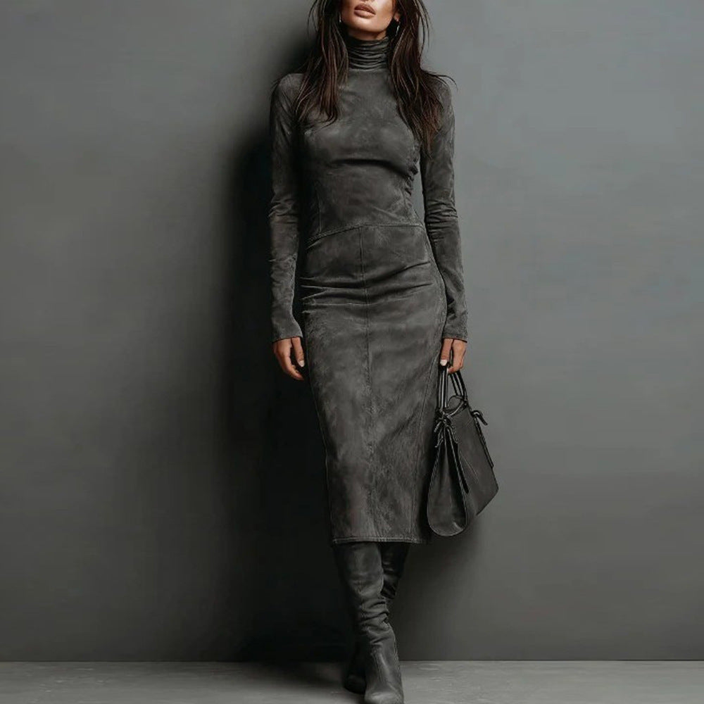 Turtleneck Long-sleeved Dress Fashion Sexy Slim-fitting Bodycon Long Dresses Women's Clothing    Home Decor Supply | Online Retail | ShoreShopper.com
