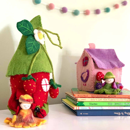 Felted Strawberry Fairy House - Global Groove    Home Decor Supply | Online Retail | ShoreShopper.com