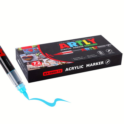 12/24/36/48/60/72Color Acrylic Paint Marker, Brush Head Can Be Used for Rock Metal Glass Wood Canvas Ceramic Plastic Art And DIY Hand-painting, Back to School Season Halloween Christmas Birthday Gifts - ShoreCo.Shop