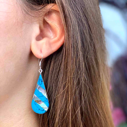 Abalone & Turquoise Striped Teardrop Earrings    Home Decor Supply | Online Retail | ShoreShopper.com