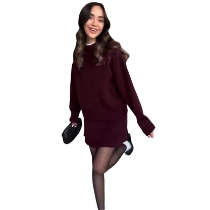 Sweater Skirt Sets For Women 2 Pieces Knit Casual Versatile Long Sleeve Pullover Elegant Solid High Waist Mini Skirt Outfit    Home Decor Supply | Online Retail | ShoreShopper.com