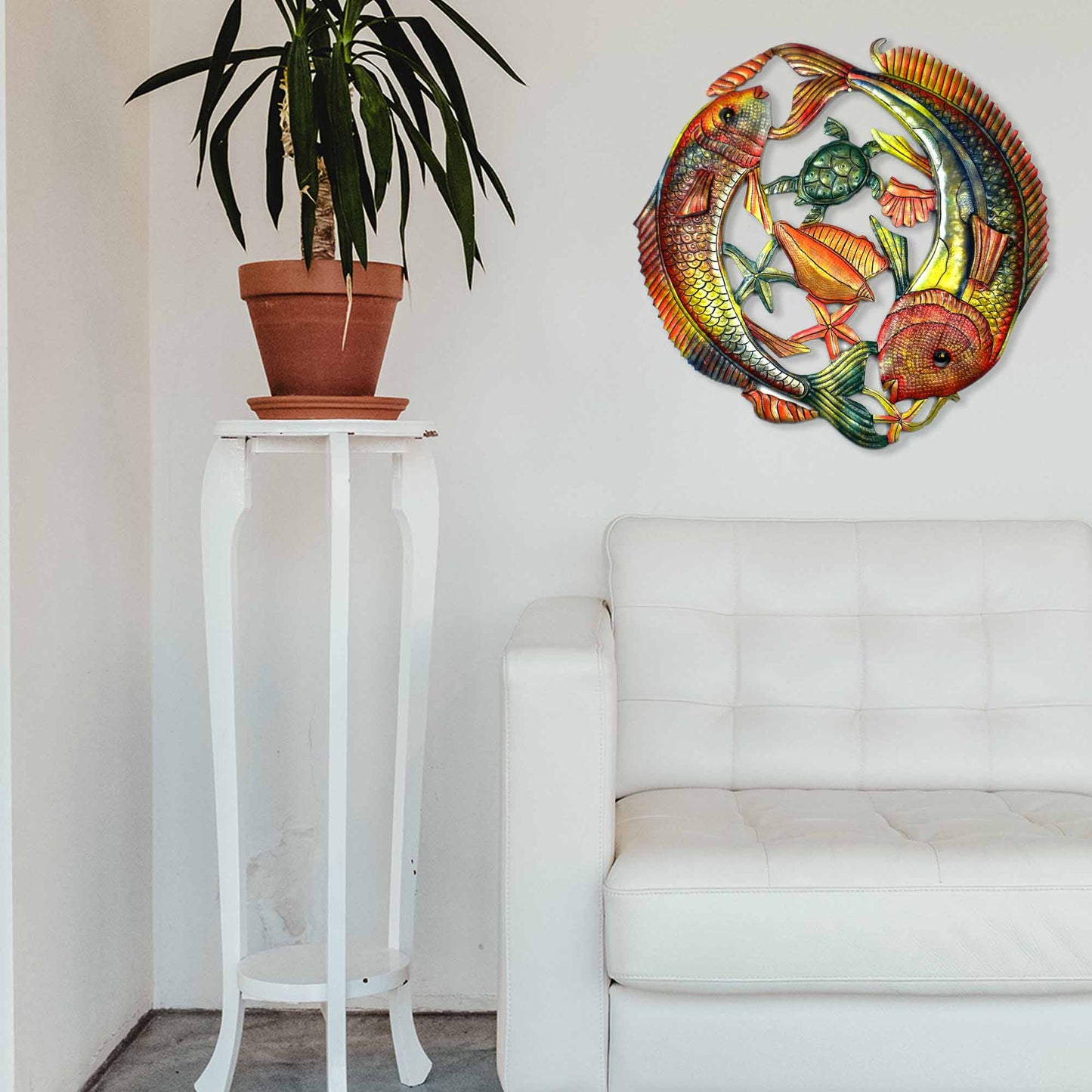 24 inch Painted Two Fish Jumping - Croix des Bouquets    Home Decor Supply | Online Retail | ShoreShopper.com