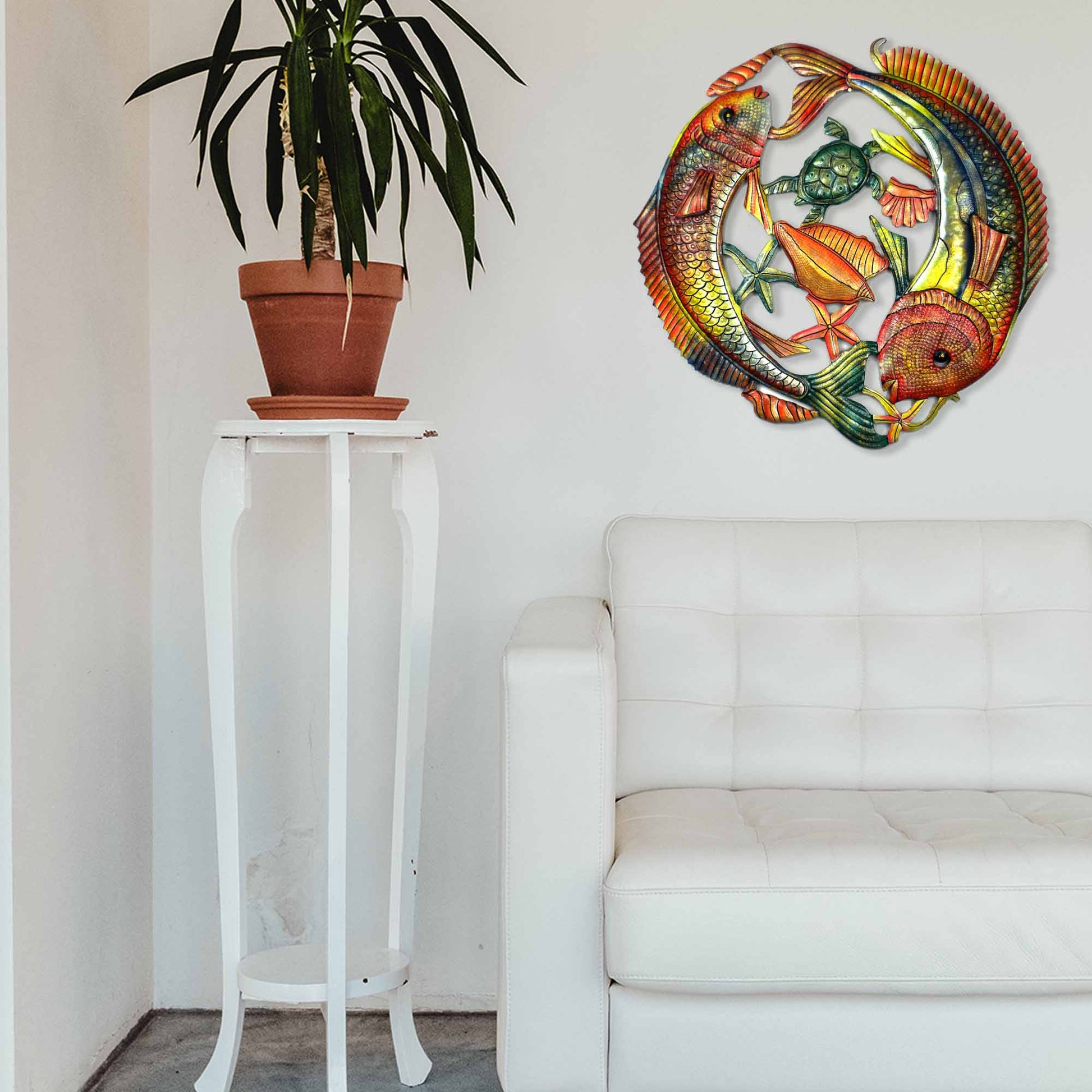 24 inch Painted Two Fish Jumping - Croix des Bouquets    Home Decor Supply | Online Retail | ShoreShopper.com