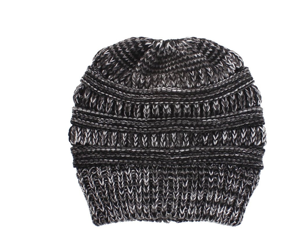 Mixed Color Knitted Wool Hat Ladies Non-labeled Ponytail Hat - ShoreCo.Shop