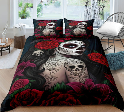Fashion Skull 3D Digital Printing Skull Three-piece Set Bed Sheet Quilt Cover Pillowcase    Home Decor Supply | Online Retail | ShoreShopper.com