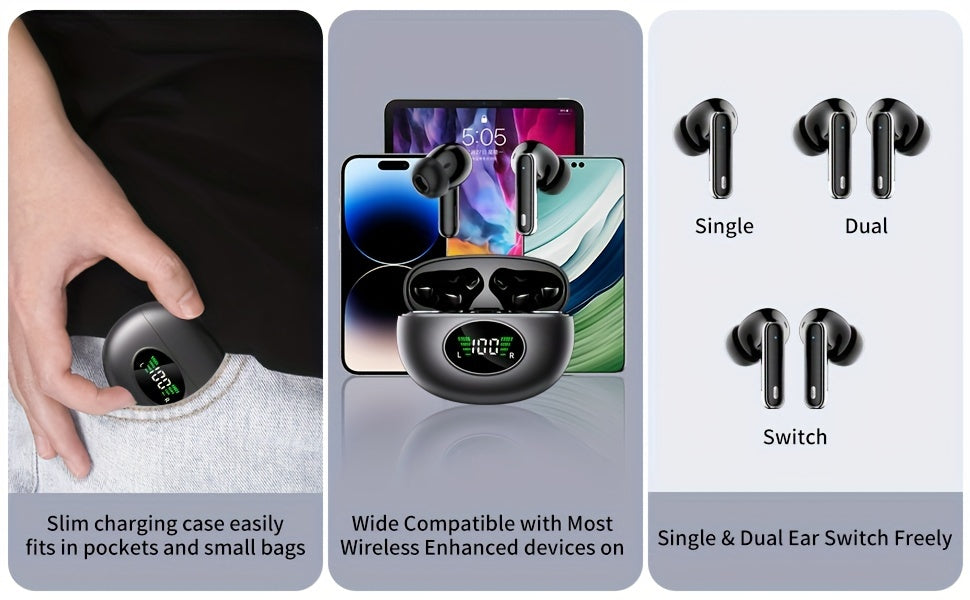 Bluetooth Earphones, Bluetooth Earbuds, In Ear Earphones, Wireless Earphones, with LED Power Display Charging Case, Bluetooth 5.4 Earphones, True Wireless Bluetooth Earphones, Playback Time Of 40 Hours, Wireless Noise Cancell    Home Decor Supply | Online Retail | ShoreShopper.com