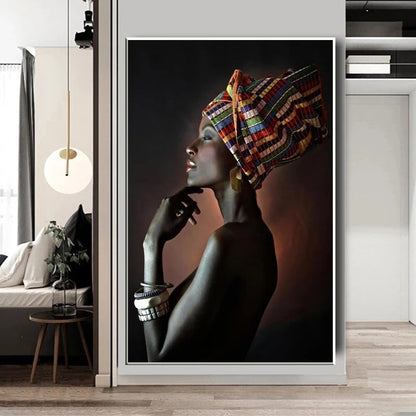 African Art Black Girl Silver Jewelry Canvas Painting Art Poster    Home Decor Supply | Online Retail | ShoreShopper.com
