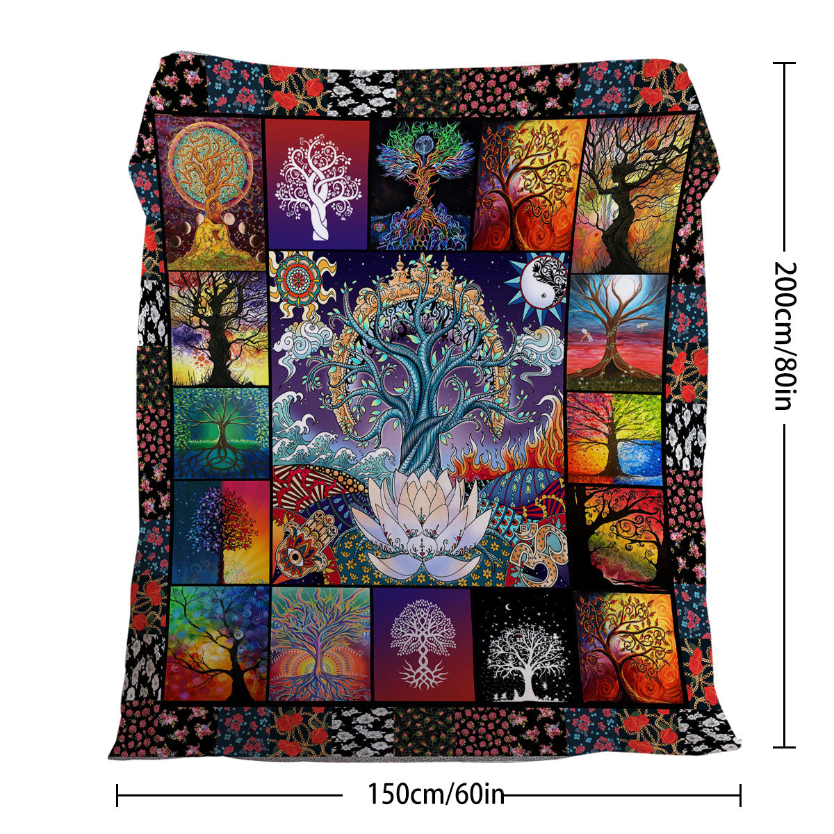 1 Pce Of Flannel With Various Lotus Tree Patterns, Soft And Fluffy, Multifunctional Outdoor Beach Camping, Living Room Sofa, Office Nap, Printed Blanket    Home Decor Supply | Online Retail | ShoreShopper.com