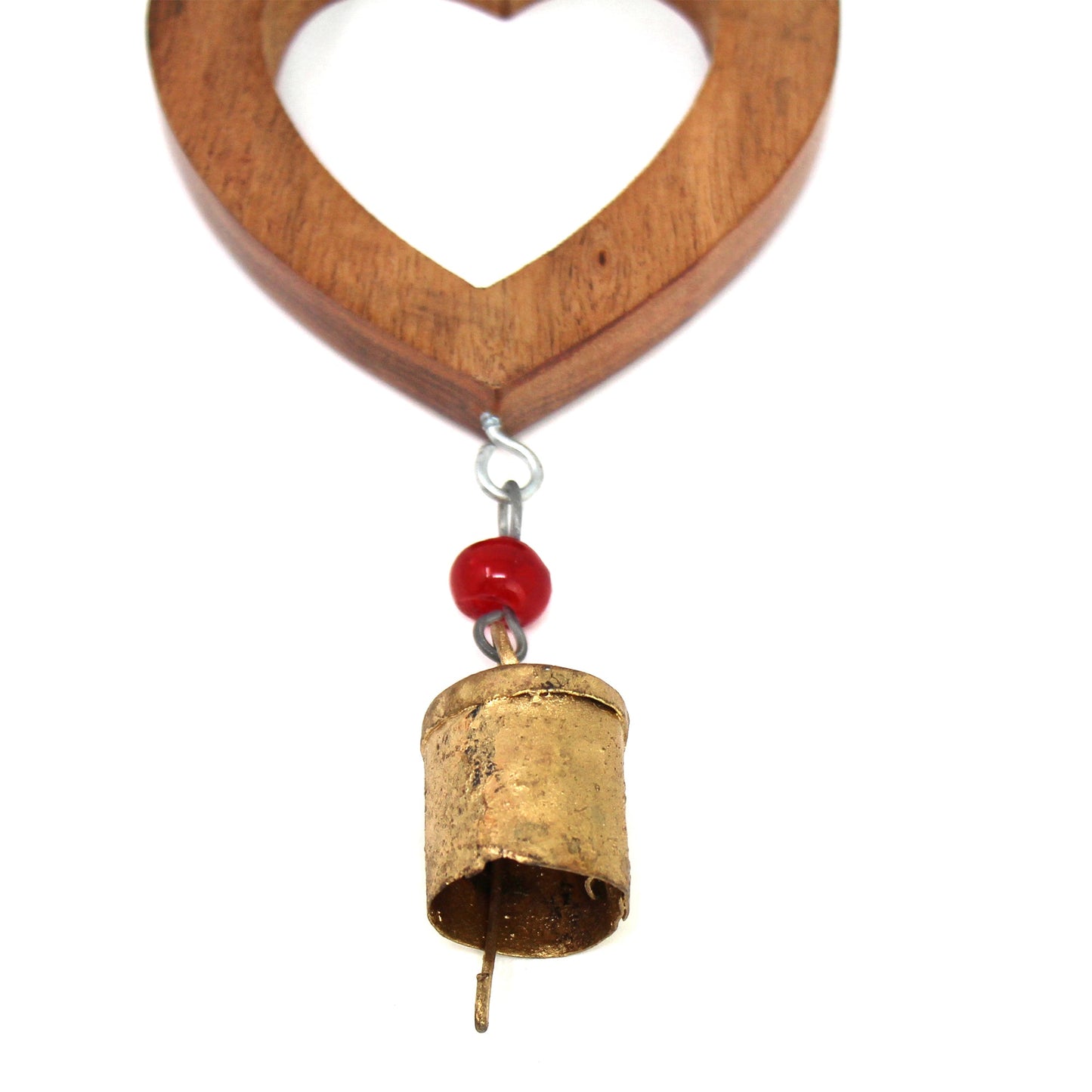 Handcrafted Wood Heart Chime with Iron Bell    Home Decor Supply | Online Retail | ShoreShopper.com