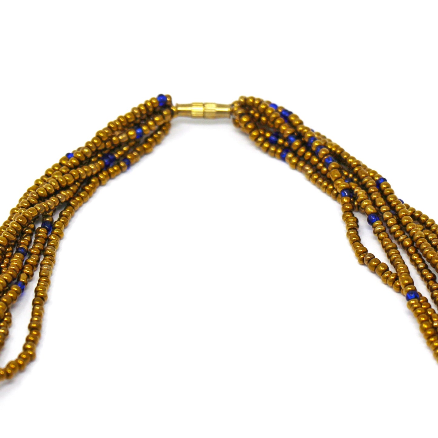 Multistrand Maasai Bead Necklace, White and Gold    Home Decor Supply | Online Retail | ShoreShopper.com