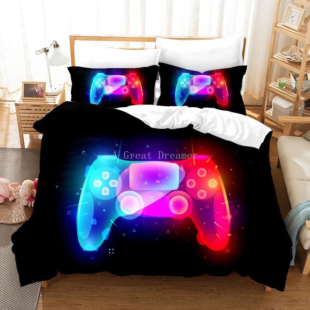 Digital 3D Game Controller Pattern Printed Bedding Three-Piece Set    Home Decor Supply | Online Retail | ShoreShopper.com