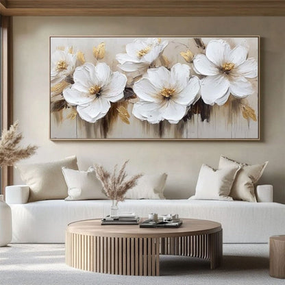 Abstract Flower Oil Painting On Canvas Large Wall Art Minimalist Floral Art Handmade Painting White Modern Home Decor For Living Room    Home Decor Supply | Online Retail | ShoreShopper.com