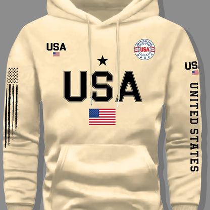 USA Flag Pattern Printed Hoodies, Men's Sweatshirts, United States Letter Printed Casual Knitted Fabric Pullovers for Both Men and Women, Student Couple Outfits, Fashionable Sweatshirts, Autumn and Winter Men's and Women's Sw    Home Decor Supply | Online Retail | ShoreShopper.com