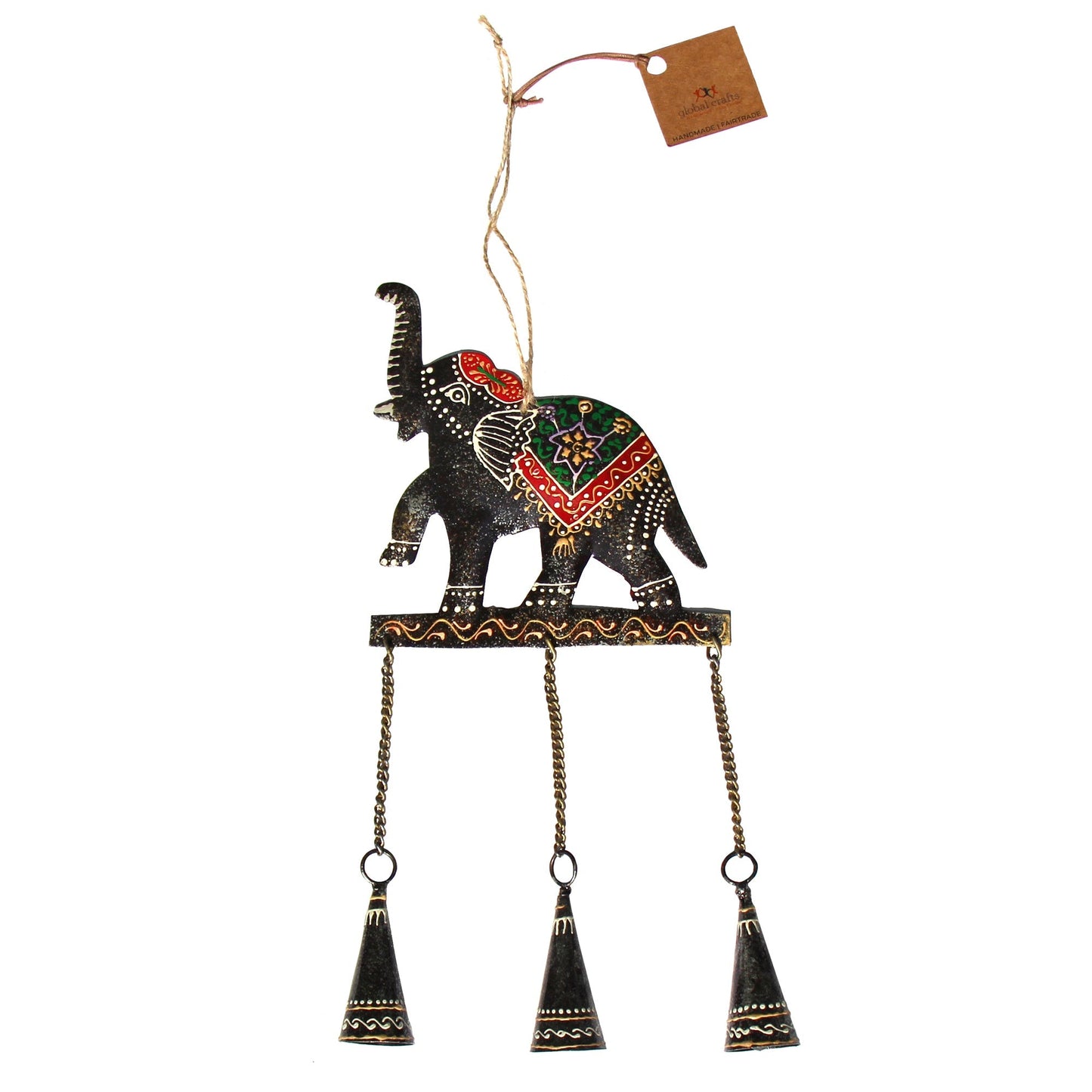 Embossed Elephant Chime, Hand-painted Recycled Iron    Home Decor Supply | Online Retail | ShoreShopper.com