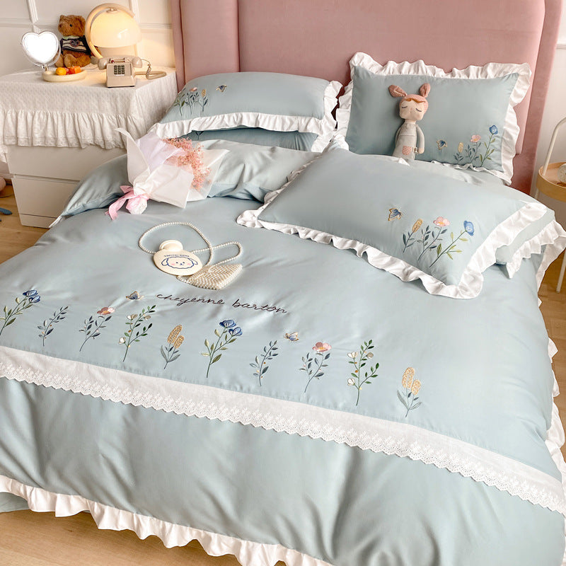 Four-piece Embroidered Quilt Cover For Washed Cotton Bed    Home Decor Supply | Online Retail | ShoreShopper.com