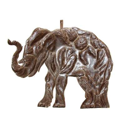Hibiscus Elephant Haitian Metal Drum Art    Home Decor Supply | Online Retail | ShoreShopper.com