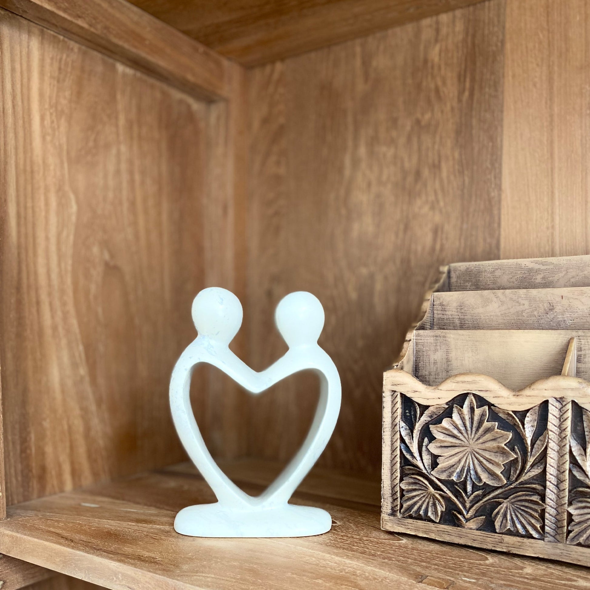 Handcrafted Soapstone Lover's Heart Sculpture in White - Smolart    Home Decor Supply | Online Retail | ShoreShopper.com