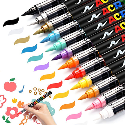 12/24/36/48/60/72Color Acrylic Paint Marker, Brush Head Can Be Used for Rock Metal Glass Wood Canvas Ceramic Plastic Art And DIY Hand-painting, Back to School Season Halloween Christmas Birthday Gifts - ShoreCo.Shop