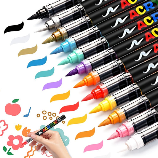 12/24/36/48/60/72Color Acrylic Paint Marker, Brush Head Can Be Used for Rock Metal Glass Wood Canvas Ceramic Plastic Art And DIY Hand-painting, Back to School Season Halloween Christmas Birthday Gifts - ShoreCo.Shop