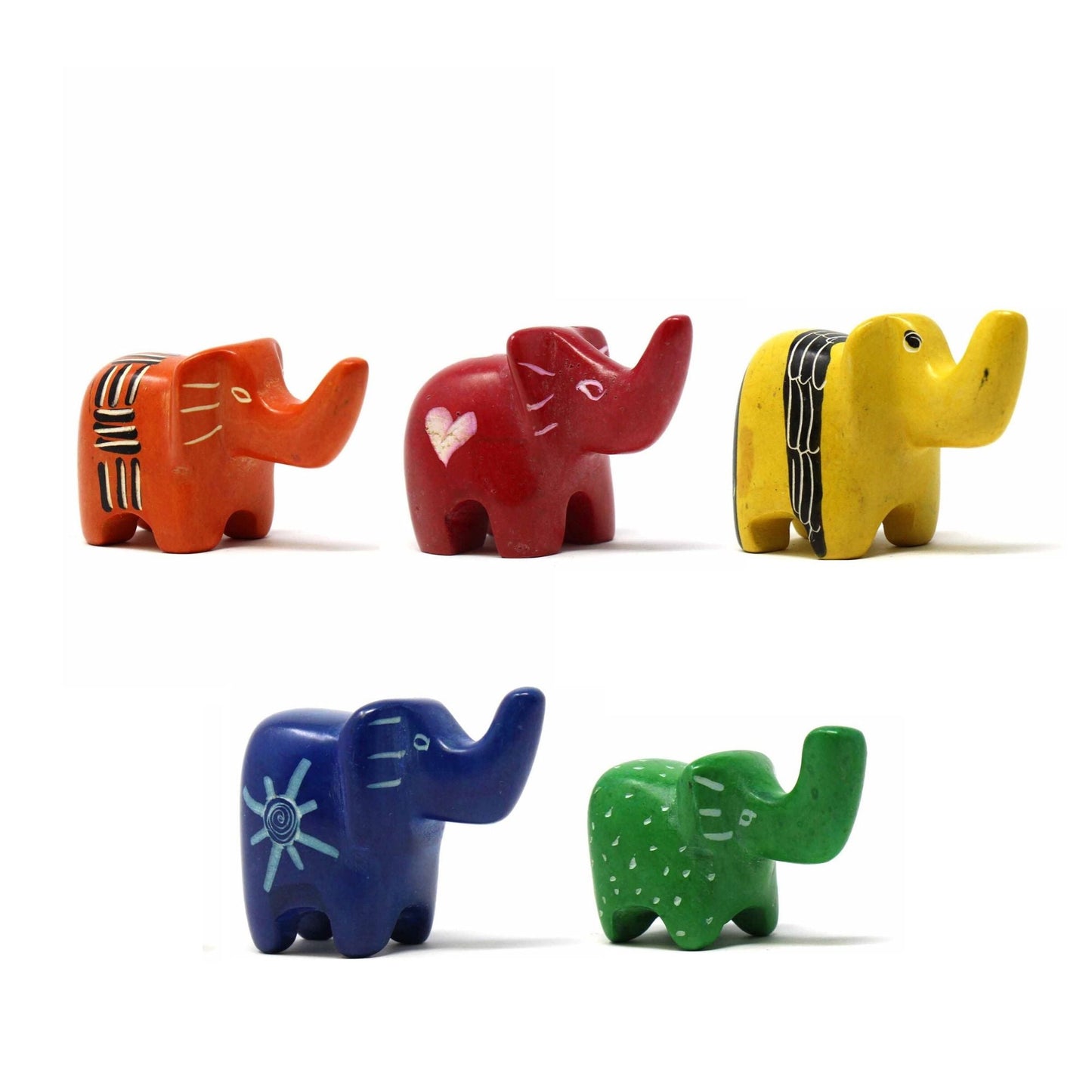 Soapstone Tiny Elephants - Assorted Pack of 5 Colors    Home Decor Supply | Online Retail | ShoreShopper.com