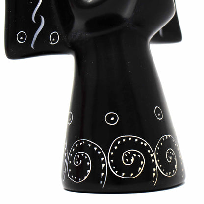 Soapstone Angel Sculpture - Black Finish with Etch Design    Home Decor Supply | Online Retail | ShoreShopper.com