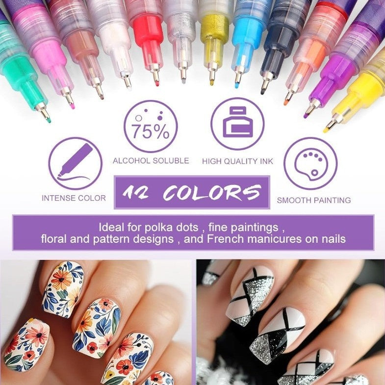 Doodle Nail Art Pen 12-color Liner Paint Brush Nail    Home Decor Supply | Online Retail | ShoreShopper.com